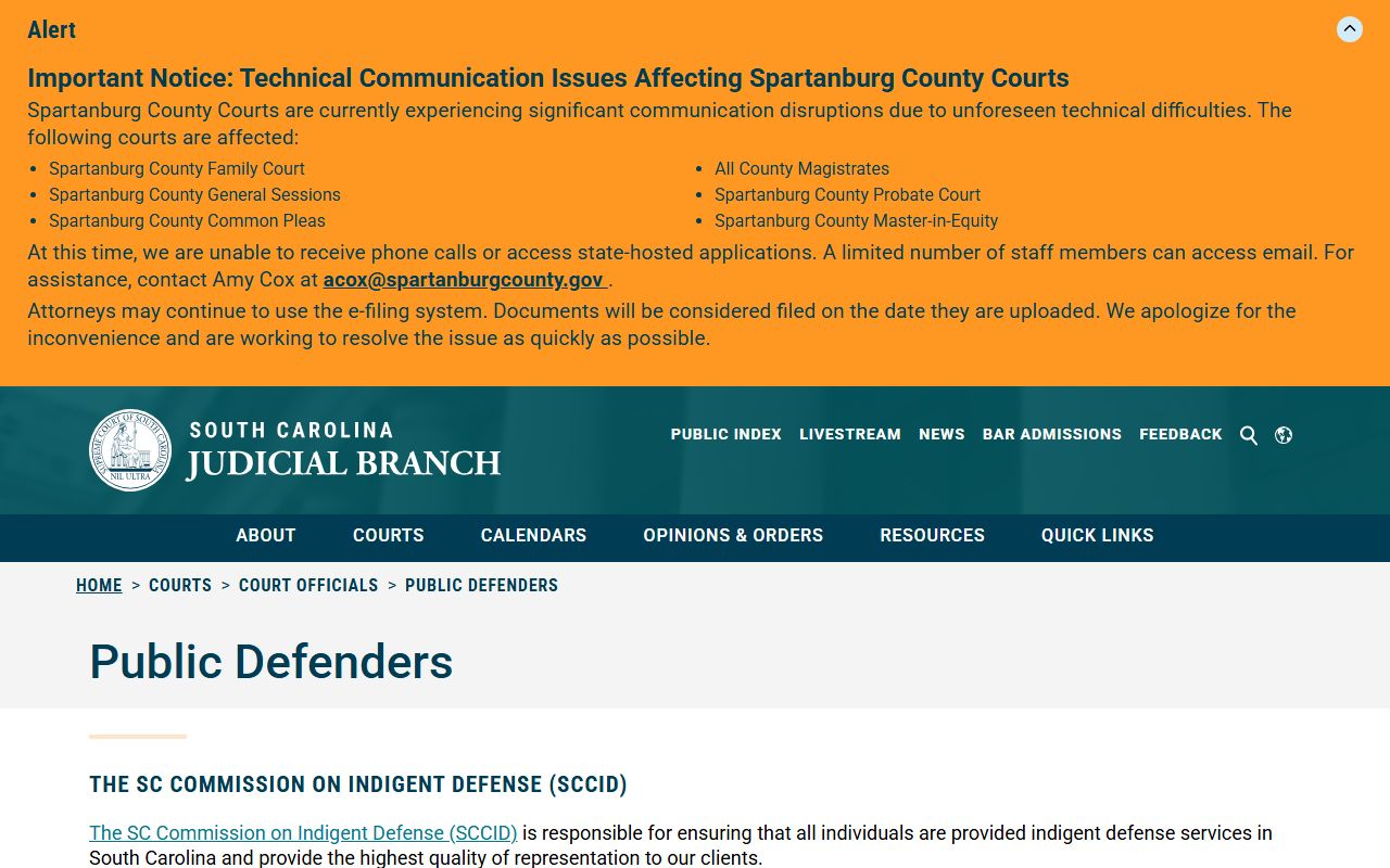 Kershaw County Clerk of Court public defender overview