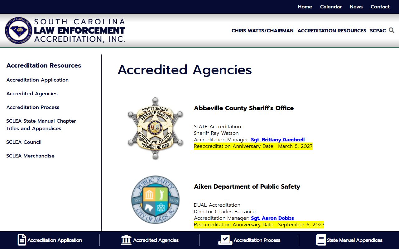 Kershaw County arrest records accredited law enforcement agencies page