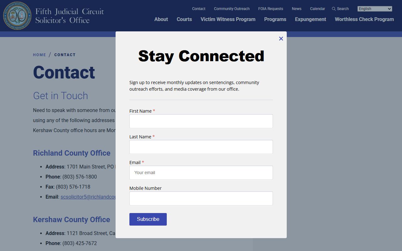 Kershaw County Circuit Court South Carolina Circuit Court overview