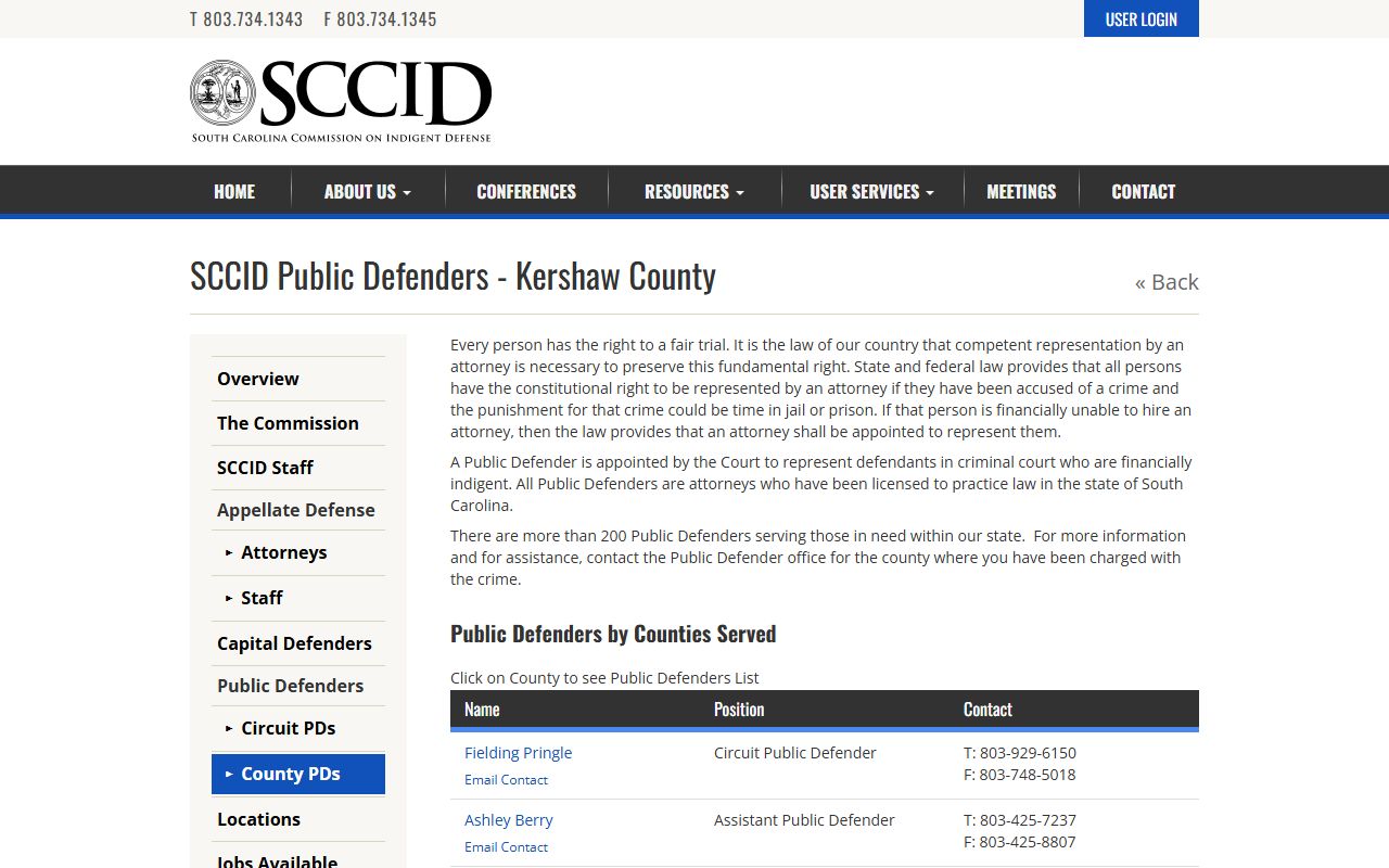 Kershaw County Circuit Court public defender listing