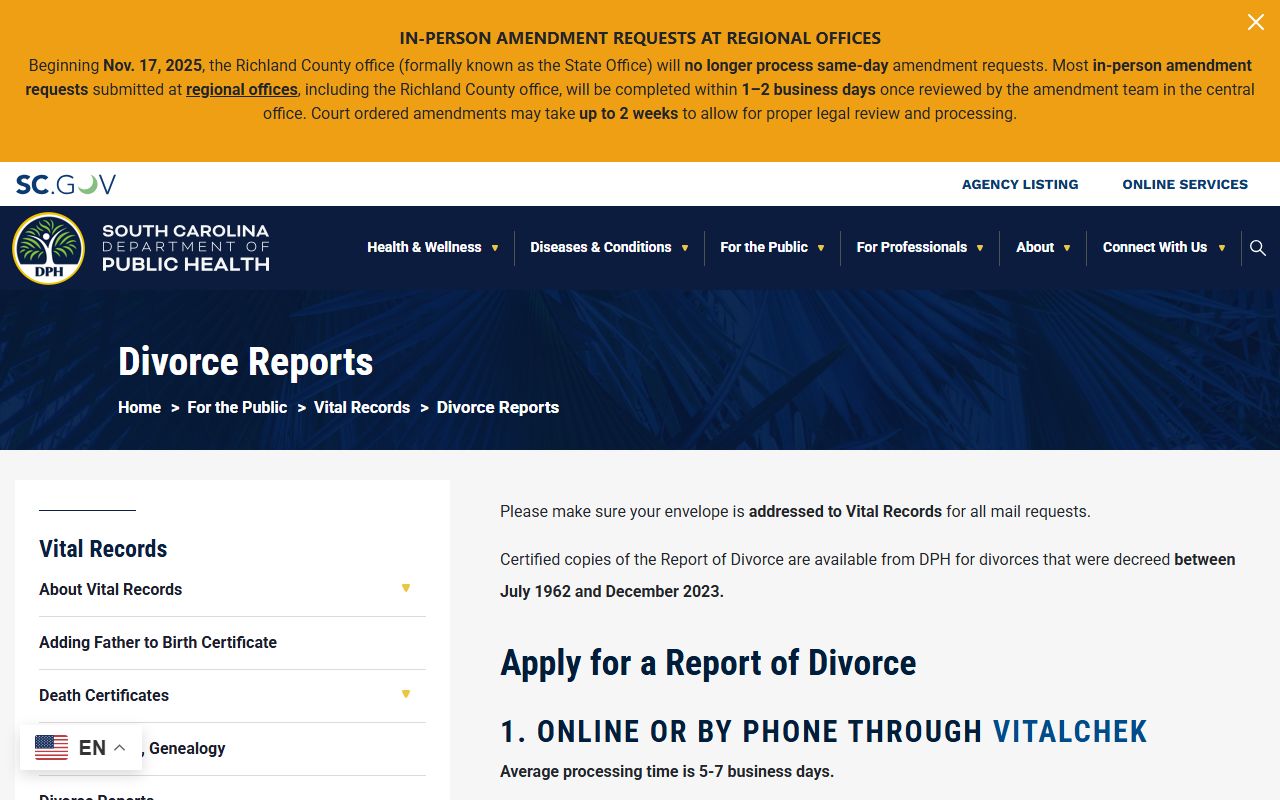 Kershaw County traffic court records compared with SC DPH divorce reports