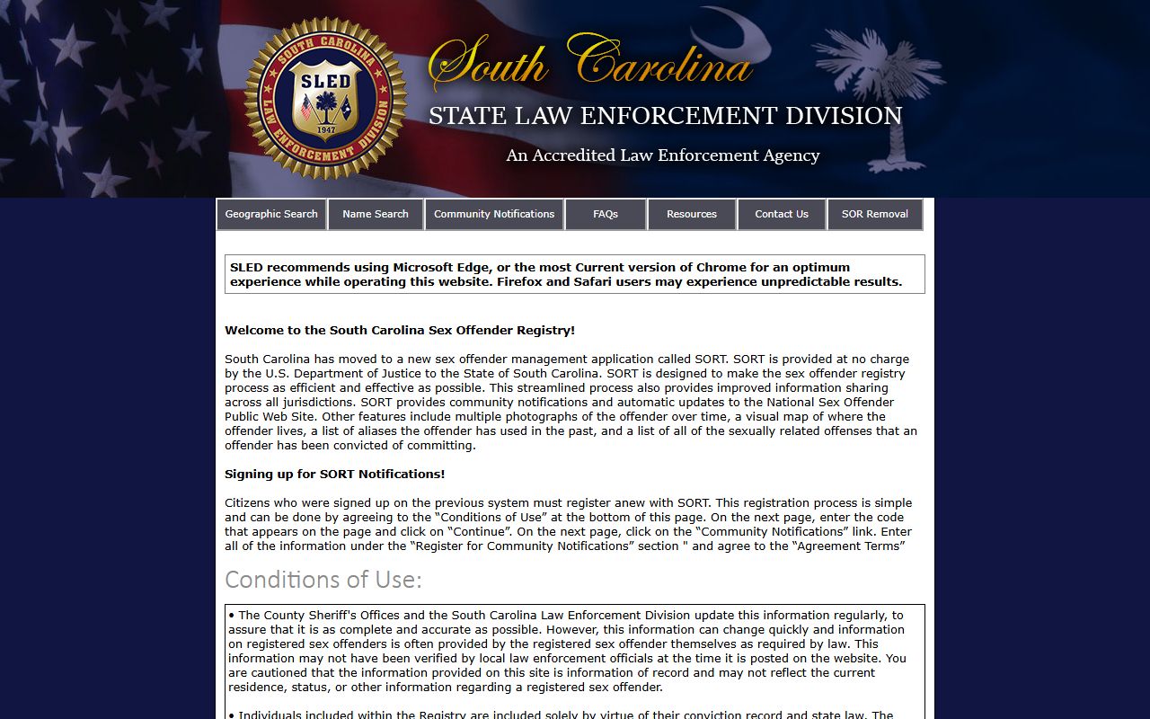 Kershaw County warrant records related SLED registry search page